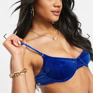 South Beach monowire bikini top in cobalt blue velvet